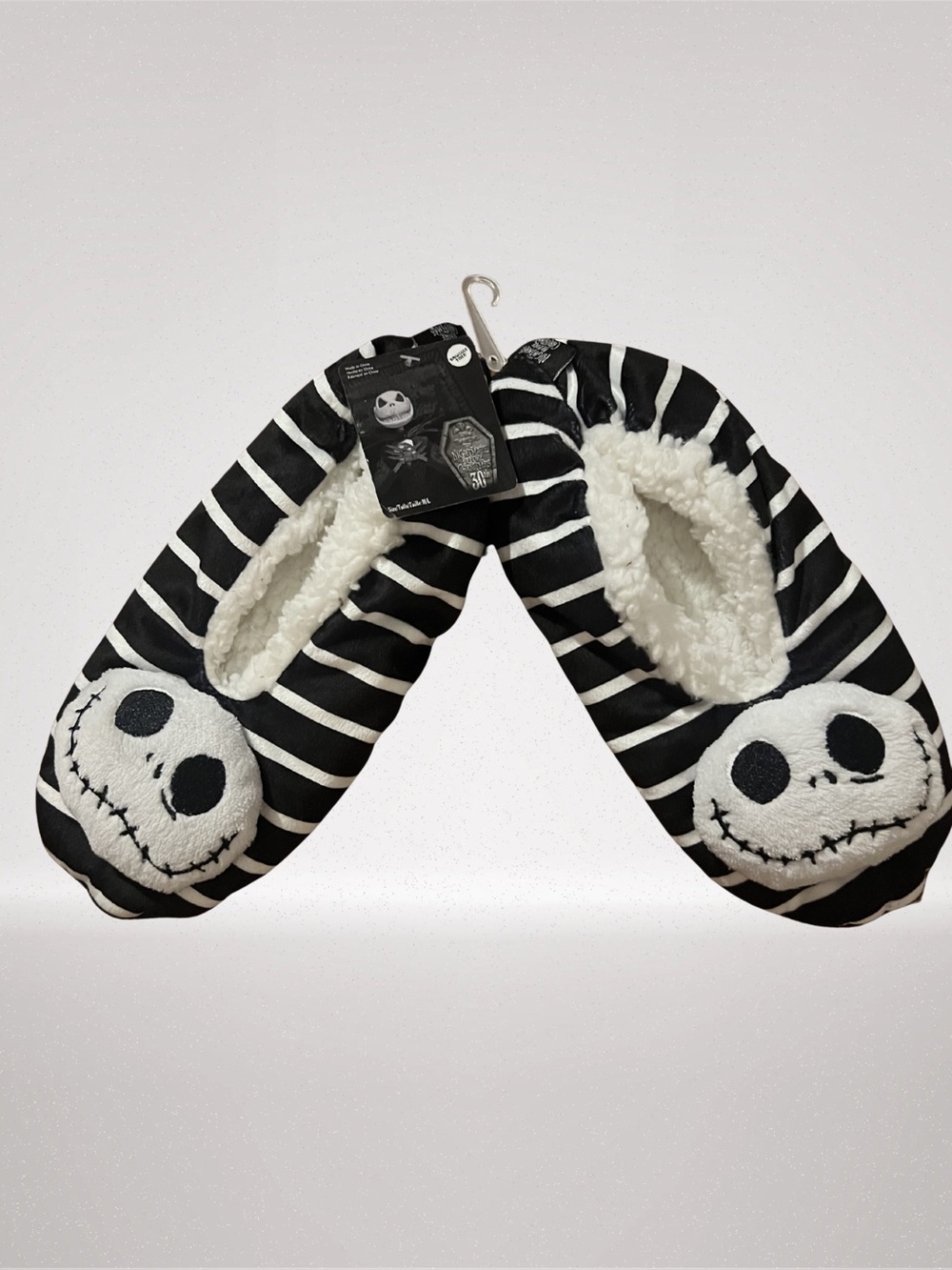Disney Nightmare Before Christmas Jack Skellington Snuggle Toes Slippers M/L NWT